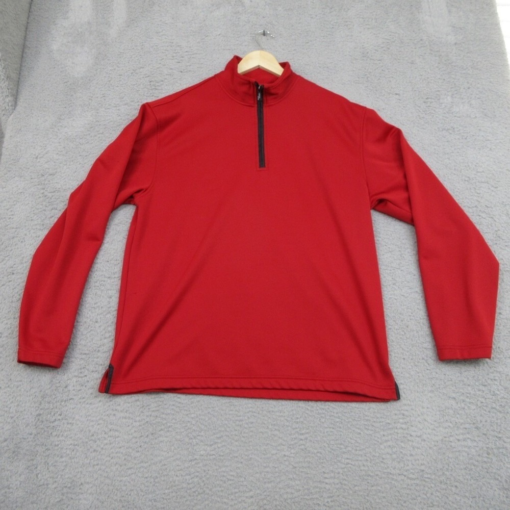 IZOD 1/4 Zip Preppy Pullover Men L Red Classic Layering Piece Golfing‎ Casual